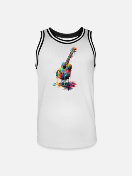 Ukulele med dryppende maling - Herre basketball-trikot - hvid/sort