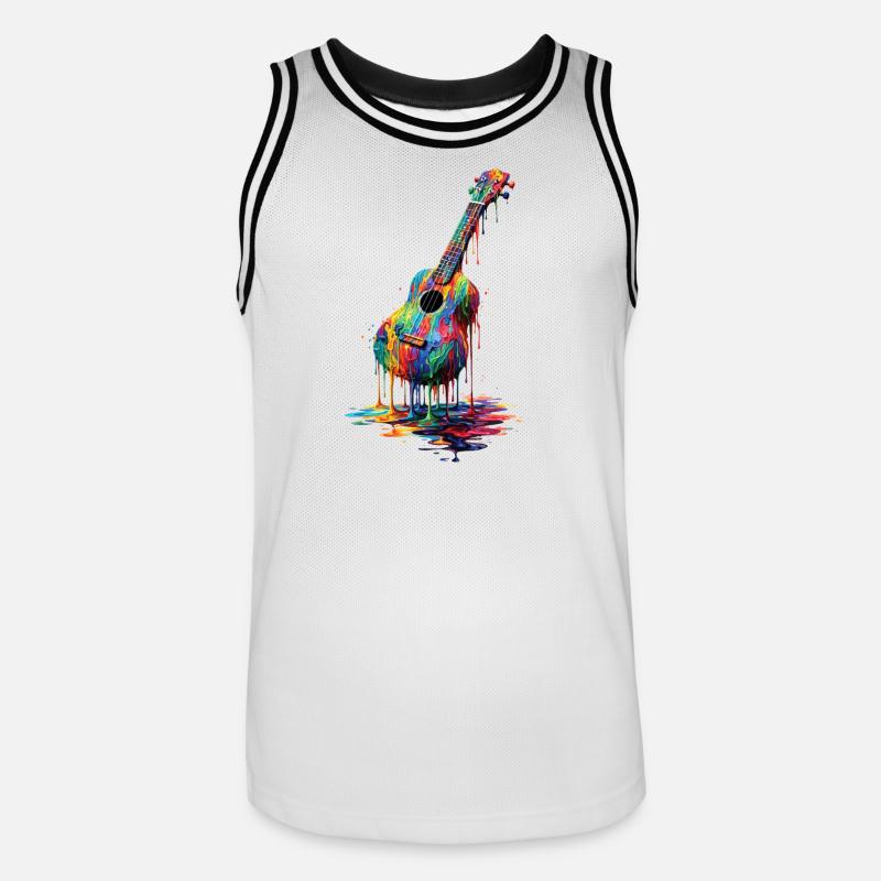 Ukulele with dripping paint - Men's Basketball Jersey - white/black