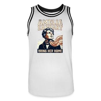 Amelia Earhart – Bring Her Home - Men's Basketball Jersey - white/black - Front - AI Model Male 185 dark (185cm)
