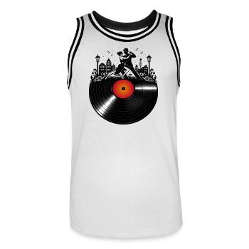 Tango Vinyl Dance Music Rétro Design - Maillot de basket Homme - blanc/noir - Devant - AI Model Male 185 dark (185cm)