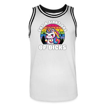Rainbow Unicorn Power Motif - Men's Basketball Jersey - white/black - Front - AI Model Male 185 dark (185cm)