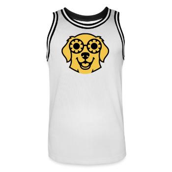 Labrador Blume Brille Peace Comic - Männer Basketball-Trikot - Weiß/Schwarz - Vorne - AI Model Male 185 dark (185cm)
