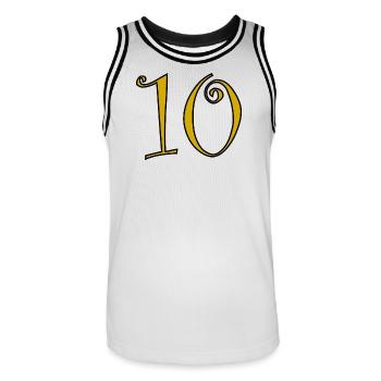 10. 10 ANS. 10e ANNIVERSAIRE. ANNIVERSAIRE 10 ANS. - Maillot de basket Homme - blanc/noir - Devant - AI Model Male 185 dark (185cm)
