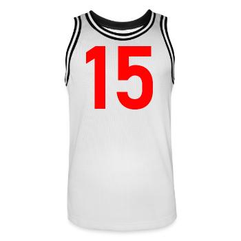 15. 15 ANS. 15e ANNIVERSAIRE. ANNIVERSAIRE 15 ANS. - Maillot de basket Homme - blanc/noir - Devant - AI Model Male 185 dark (185cm)