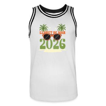 Lloret De Mar 2026 - Männer Basketball-Trikot - Weiß/Schwarz - Vorne - AI Model Male 185 dark (185cm)