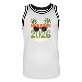 Mykonos 2026 - Maillot de basket Homme - blanc/noir - Devant - AI Model Male 185 dark (185cm)