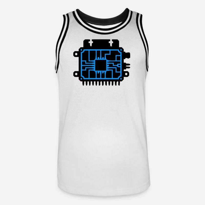 Logo informatique du PCB Microchip - Maillot de basket Homme - blanc/noir