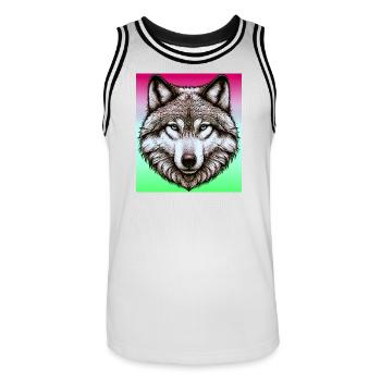 Wolf - Men's Basketball Jersey - white/black - Front - AI Model Male 185 dark (185cm)