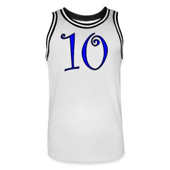 10. 10 YEARS. 10th ANNIVERSARY. 10 YEAR ANNIVERSARY. - Men's Basketball Jersey - white/black - Front - AI Model Male 185 dark (185cm)
