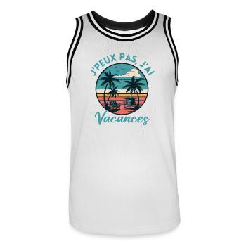 Vacance Palmiers Coucher Soleil - Maillot de basket Homme - blanc/noir - Devant - AI Model Male 185 dark (185cm)