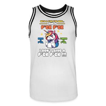 Colorful Unicorn with Cheeky Saying Old Mcdonald - Men's Basketball Jersey - white/black - Front - AI Model Male 185 dark (185cm)