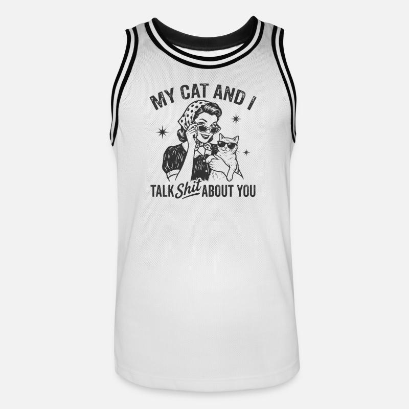 Katzengespräch im Retrostil Lästern Geschenk - Männer Basketball-Trikot - Weiß/Schwarz