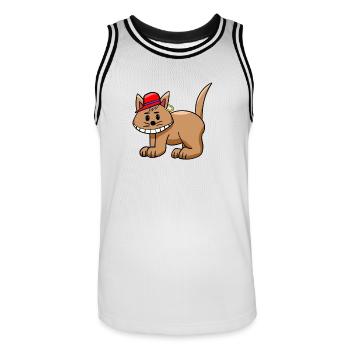 Katze lustig witzig Katzen Teenie - Männer Basketball-Trikot - Weiß/Schwarz - Vorne - AI Model Male 185 dark (185cm)
