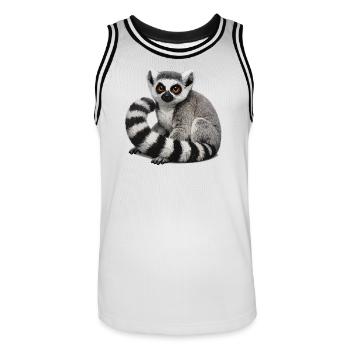 Ring-tailed lemur illustration - Men's Basketball Jersey - white/black - Front - AI Model Male 185 dark (185cm)