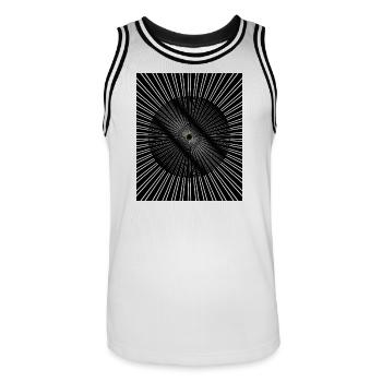 Radial Eye Spiral - Men's Basketball Jersey - white/black - Front - AI Model Male 185 dark (185cm)