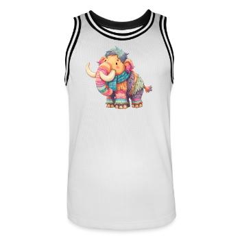 Mammouth coloré avec écharpe - Maillot de basket Homme - blanc/noir - Devant - AI Model Male 185 dark (185cm)