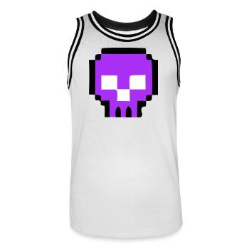 Fin du jeu de Pixel Skull - Maillot de basket Homme - blanc/noir - Devant - AI Model Male 185 dark (185cm)