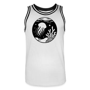 méduse - Maillot de basket Homme - blanc/noir - Devant - AI Model Male 185 dark (185cm)