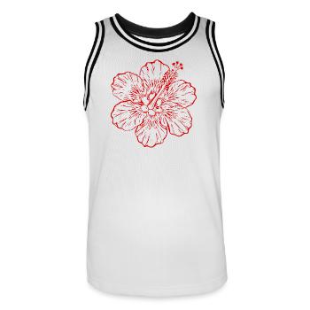 Hawaiian Flower Hibiscus Hibiscus Blossom Holiday Gift - Men's Basketball Jersey - white/black - Front - AI Model Male 185 dark (185cm)