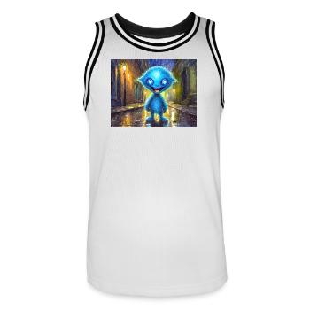 Blue funny and laughing monster - Men's Basketball Jersey - white/black - Front - AI Model Male 185 dark (185cm)