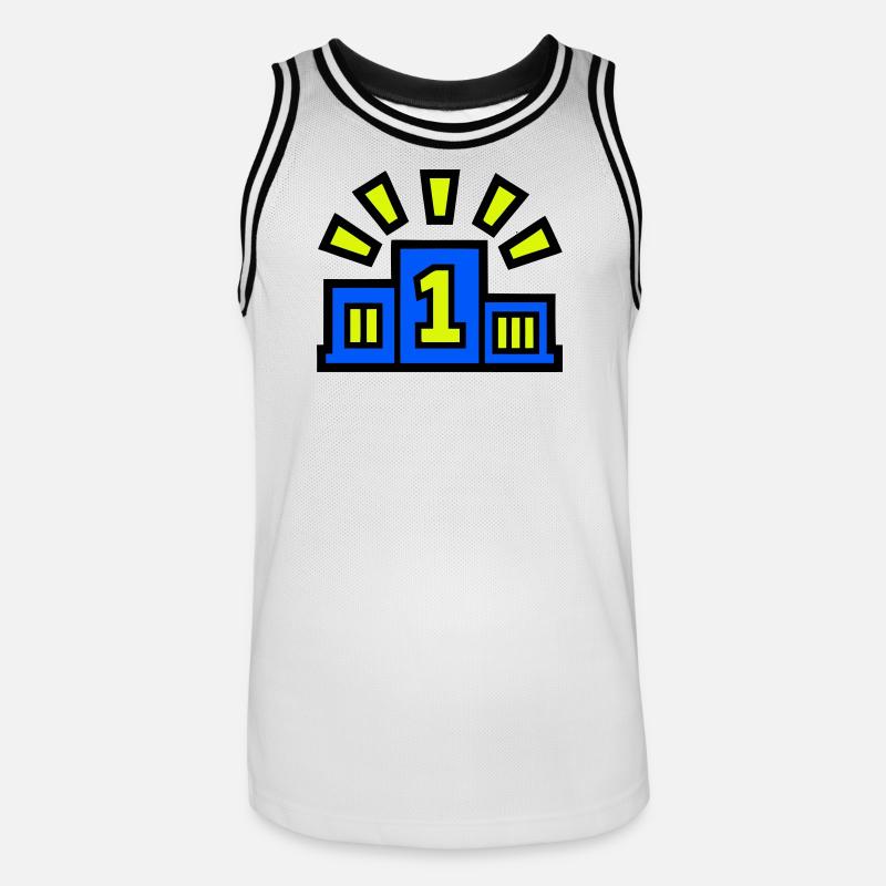 Sieger Podest Platz 1 Champion - Männer Basketball-Trikot - Weiß/Schwarz