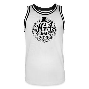 Jga 2026 Junggesellenabschied - Männer Basketball-Trikot - Weiß/Schwarz - Vorne - AI Model Male 185 dark (185cm)