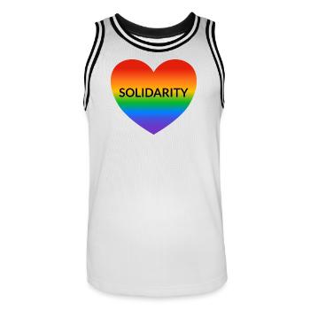 Solidarity Rainbow Heart LGBT Safe Space Gay Ally - Männer Basketball-Trikot - Weiß/Schwarz - Vorne - AI Model Male 185 dark (185cm)