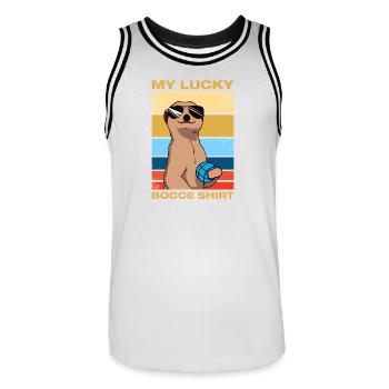 Mon joueur chanceux de bocce pétane boule - Maillot de basket Homme - blanc/noir - Devant - AI Model Male 185 dark (185cm)