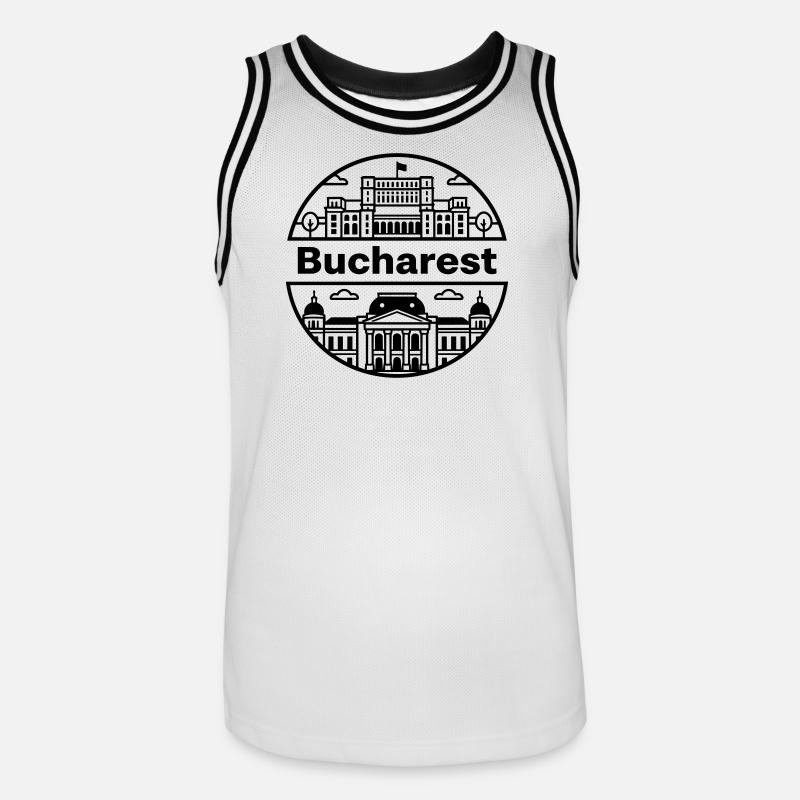 Bukarest - Männer Basketball-Trikot - Weiß/Schwarz