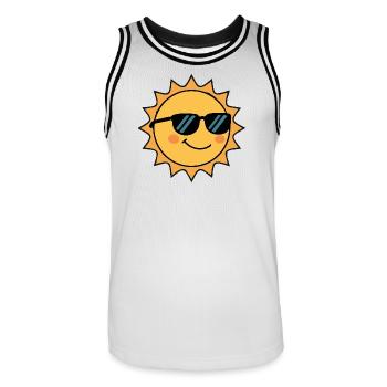lachende Sonne süßes lächeln mit Sonnenbrille - Männer Basketball-Trikot - Weiß/Schwarz - Vorne - AI Model Male 185 dark (185cm)