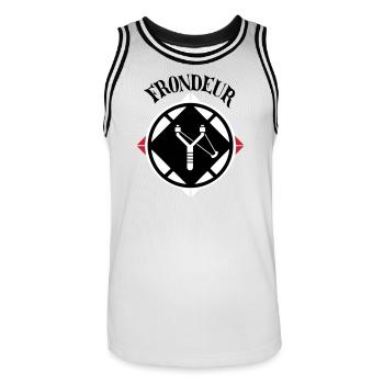 Emblème Frondeur - Maillot de basket Homme - blanc/noir - Devant - AI Model Male 185 dark (185cm)
