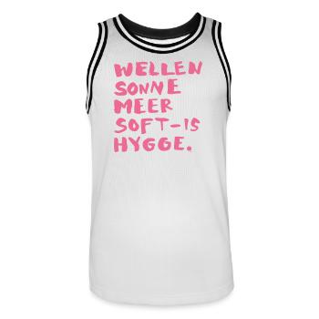 hygge words pink - Männer Basketball-Trikot - Weiß/Schwarz - Vorne - AI Model Male 185 dark (185cm)