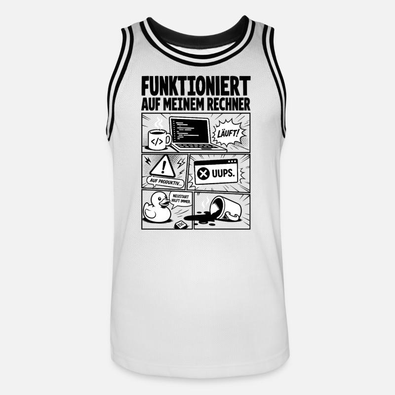 Läuft Coding Comic Design - Männer Basketball-Trikot - Weiß/Schwarz