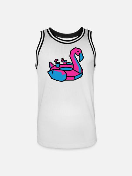 Flamingo Schwimmtier Pool Party - Männer Basketball-Trikot - Weiß/Schwarz