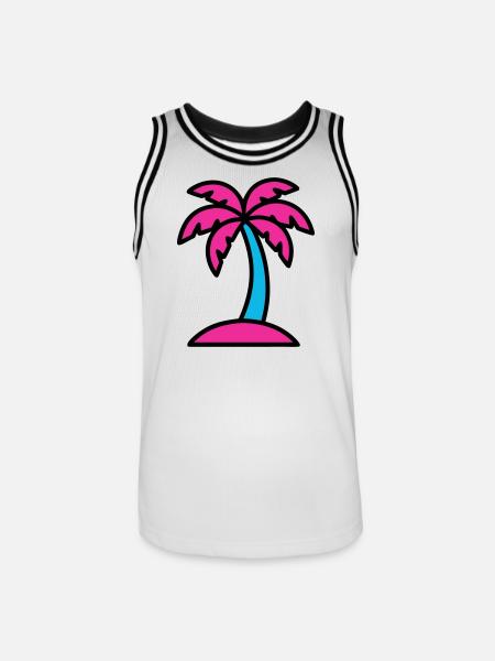 Neon Palm Tree 90s Vaporwave - Men's Basketball Jersey - white/black