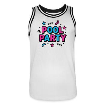 Pool Party 90er Schriftzug - Männer Basketball-Trikot - Weiß/Schwarz - Vorne - AI Model Male 185 dark (185cm)