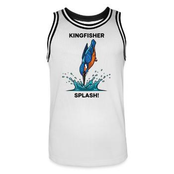 Kingfisher Splash Kingfisher River - Männer Basketball-Trikot - Weiß/Schwarz - Vorne - AI Model Male 185 dark (185cm)