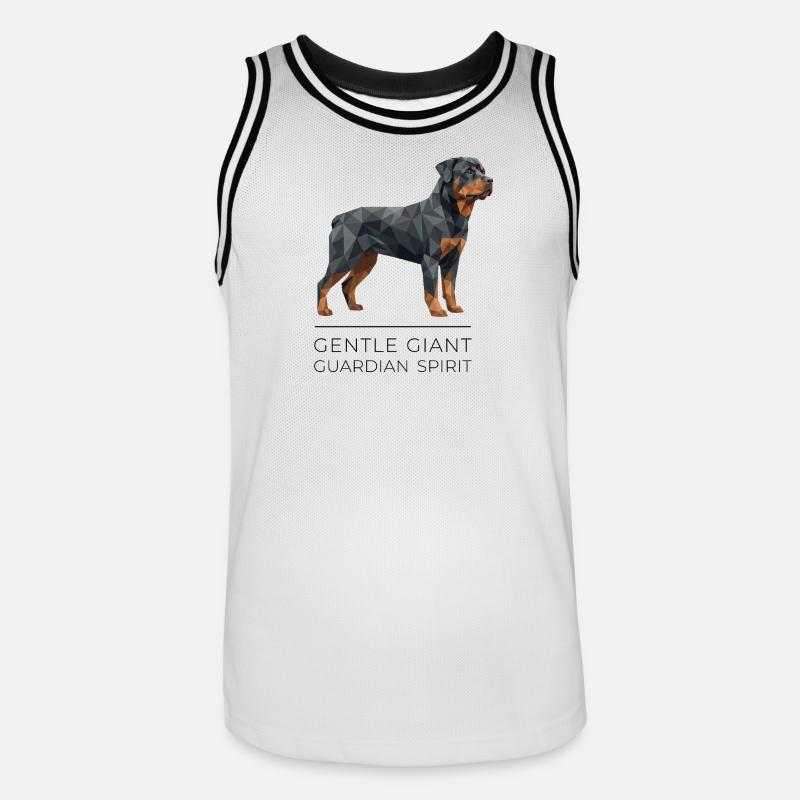 Art Low-Poly Rottweiler - Géant doux - Maillot de basket Homme - blanc/noir