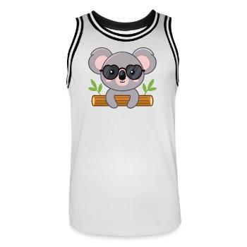 Schicker Koala auf Baumstamm mit Brille - Männer Basketball-Trikot - Weiß/Schwarz - Vorne - AI Model Male 185 dark (185cm)
