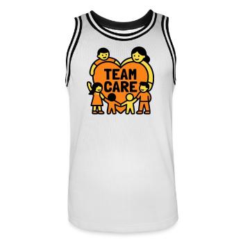 Armoiries du Kit du Cœur Team Care - Maillot de basket Homme - blanc/noir - Devant - AI Model Male 185 dark (185cm)
