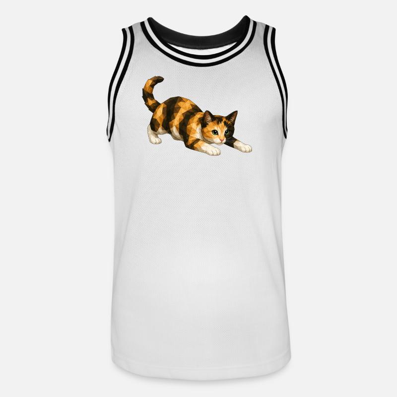 Emmi PolygonCat Art - Maillot de basket Homme - blanc/noir