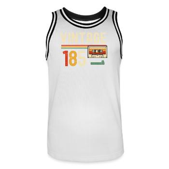 Vintage 85 Cassette rétro - Maillot de basket Homme - blanc/noir - Devant - AI Model Male 185 dark (185cm)