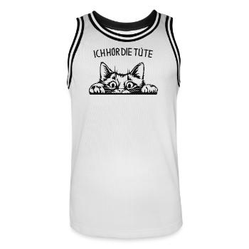 Ich hör die Tüte Lustige Katze Katzen Spruch - Männer Basketball-Trikot - Weiß/Schwarz - Vorne - AI Model Male 185 dark (185cm)