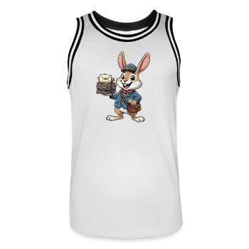 Hase als Postbote mit Briefstapel - Männer Basketball-Trikot - Weiß/Schwarz - Vorne - AI Model Male 185 dark (185cm)