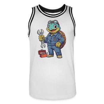 Héros mécanicien Tortue - Maillot de basket Homme - blanc/noir - Devant - AI Model Male 185 dark (185cm)