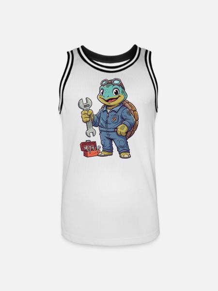 Schildkröte Mechanikerheld - Männer Basketball-Trikot - Weiß/Schwarz
