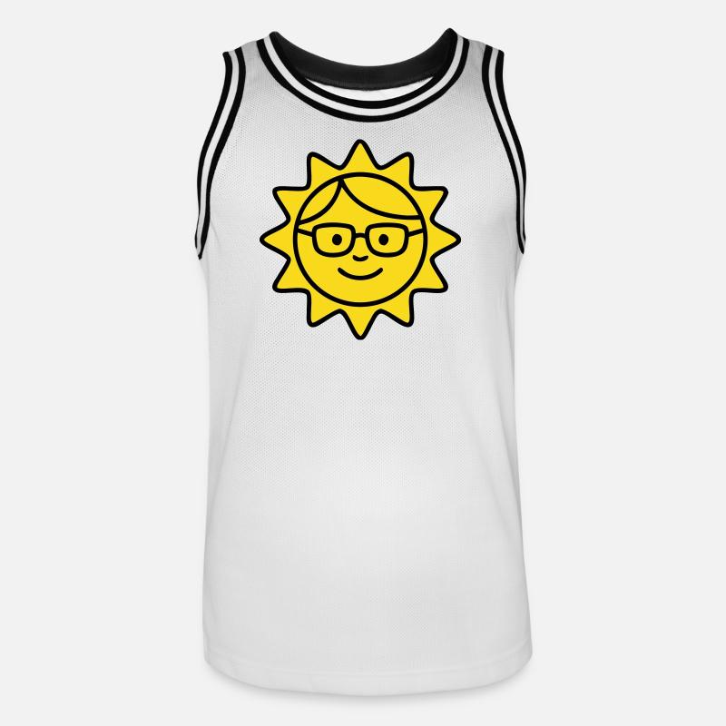 Lachende Sonne Brille Comic - Männer Basketball-Trikot - Weiß/Schwarz
