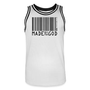 Créé par Dieu - Maillot de basket Homme - blanc/noir - Devant - AI Model Male 185 dark (185cm)