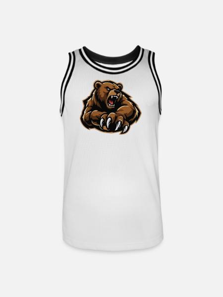 Angry Bear Claw Illustration - Men's Basketball Jersey - white/black