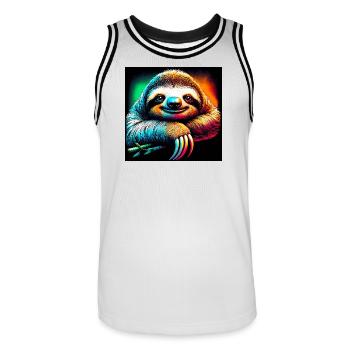 sloth - Men's Basketball Jersey - white/black - Front - AI Model Male 185 dark (185cm)